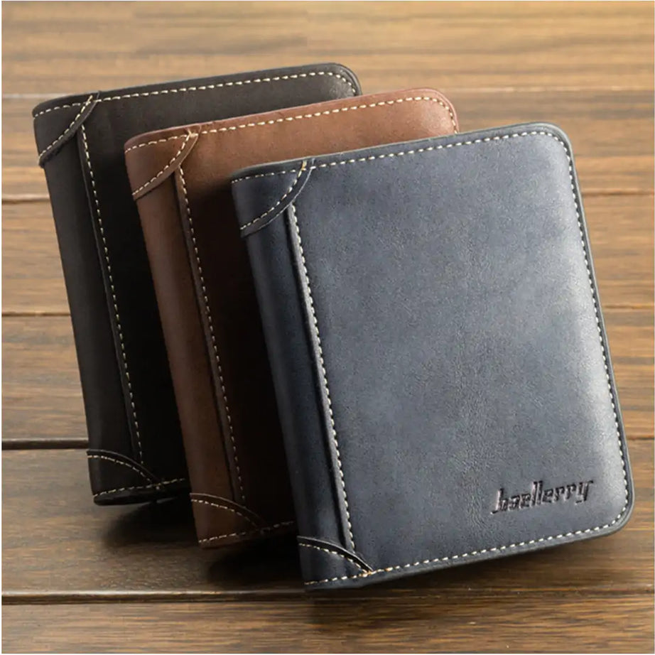 Baellerry Men Foldable Purse Multi Card Slot Retro Wallet Faux Leather Bag Pouch