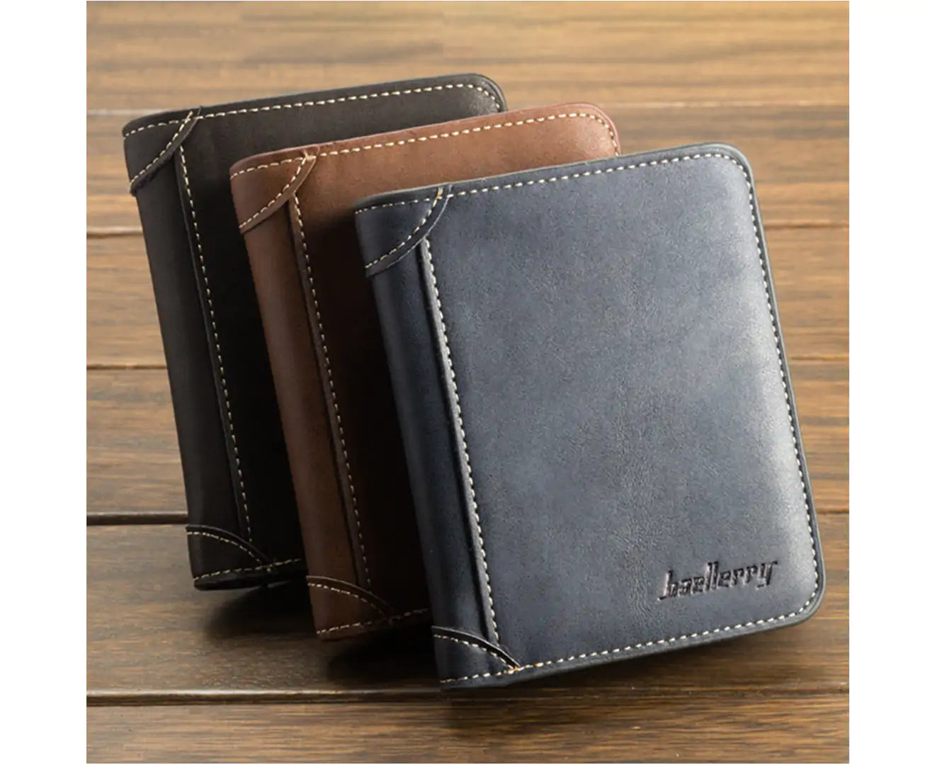 Baellerry Men Foldable Purse Multi Card Slot Retro Wallet Faux Leather Bag Pouch