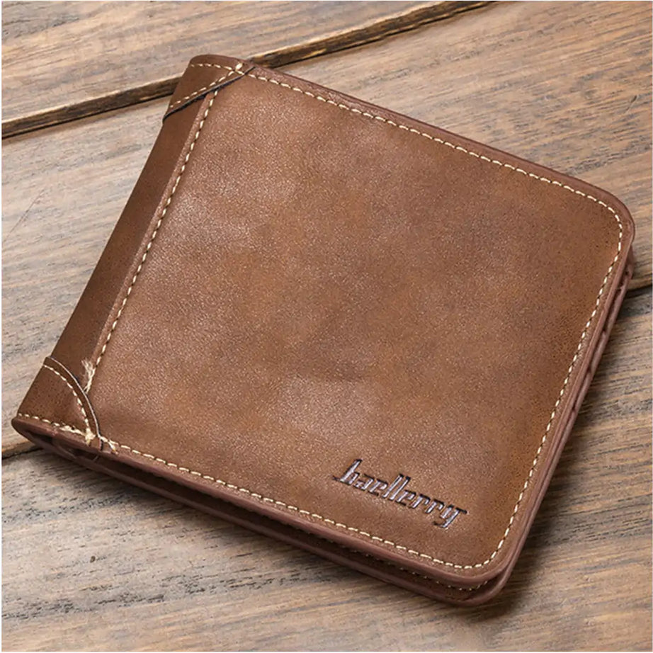 Baellerry Men Foldable Purse Multi Card Slot Retro Wallet Faux Leather Bag Pouch