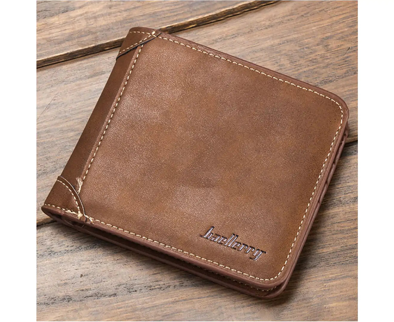 Baellerry Men Foldable Purse Multi Card Slot Retro Wallet Faux Leather Bag Pouch