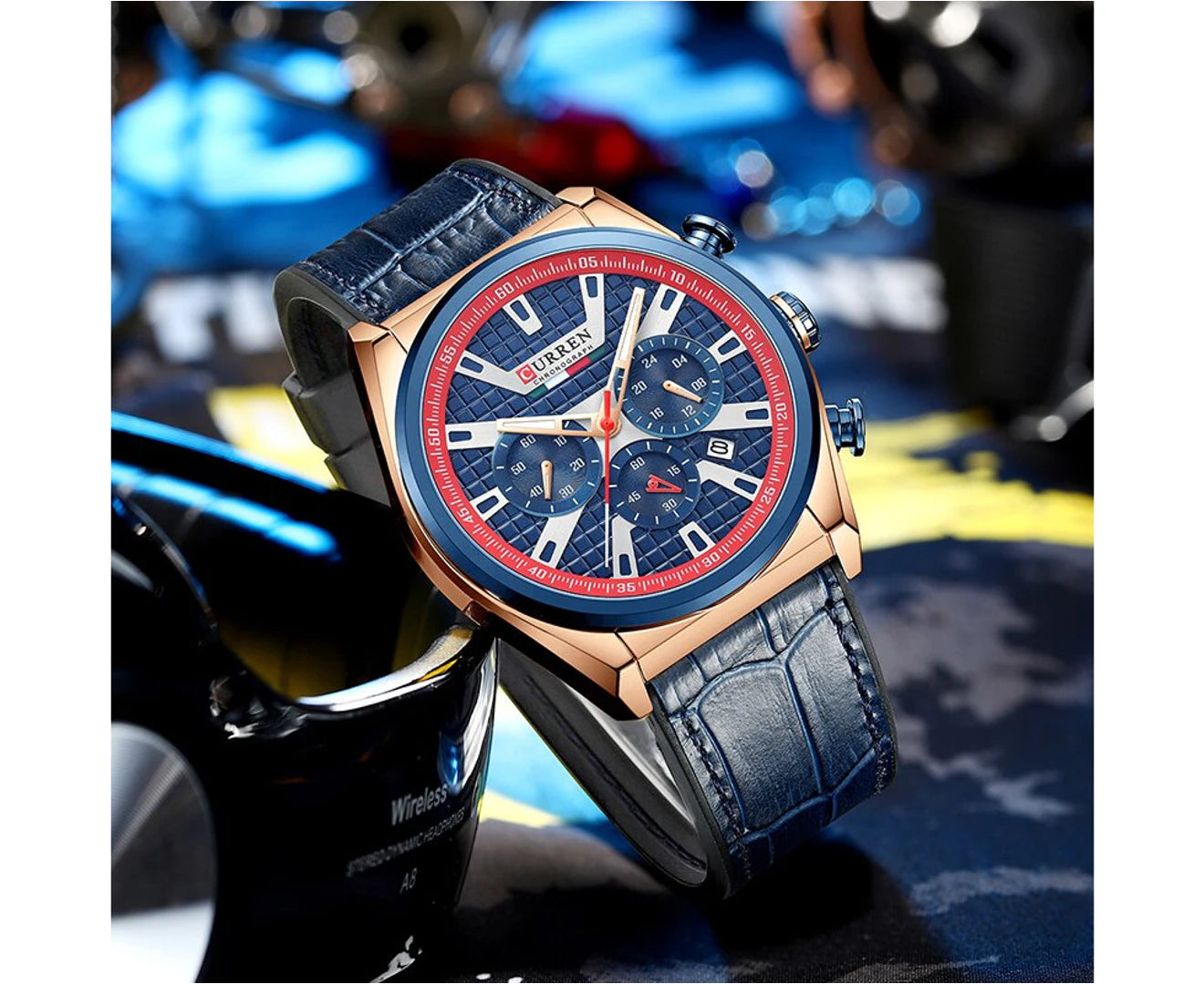 CURREN Men'S Watches Fashion Sports Chronograph Dials Watch Men Quartz Leather Waterproof Wristwatches for Male Clock