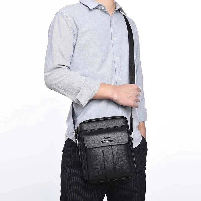 2024 New Men Crossbody Bag Leather Shoulder Bag Multi-Function Men Handbags Large Capacity PU Leather Bag for Men Messenger Bag