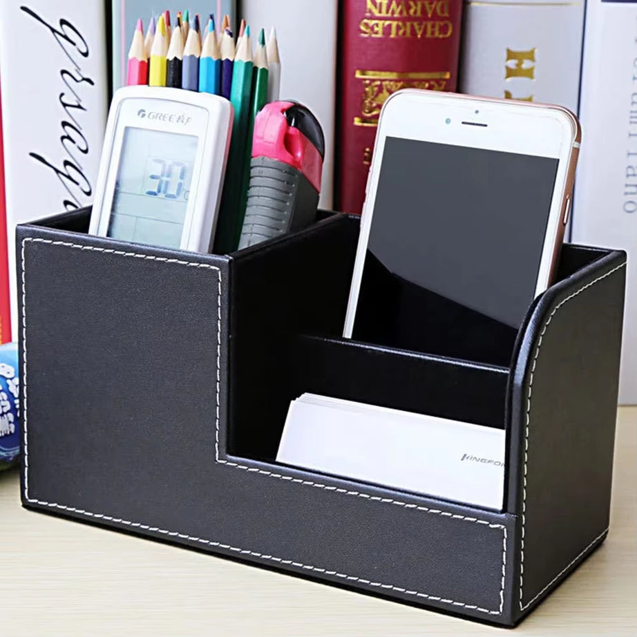 Wooden Home Office Pen Holder Desk Organizer Storage Box