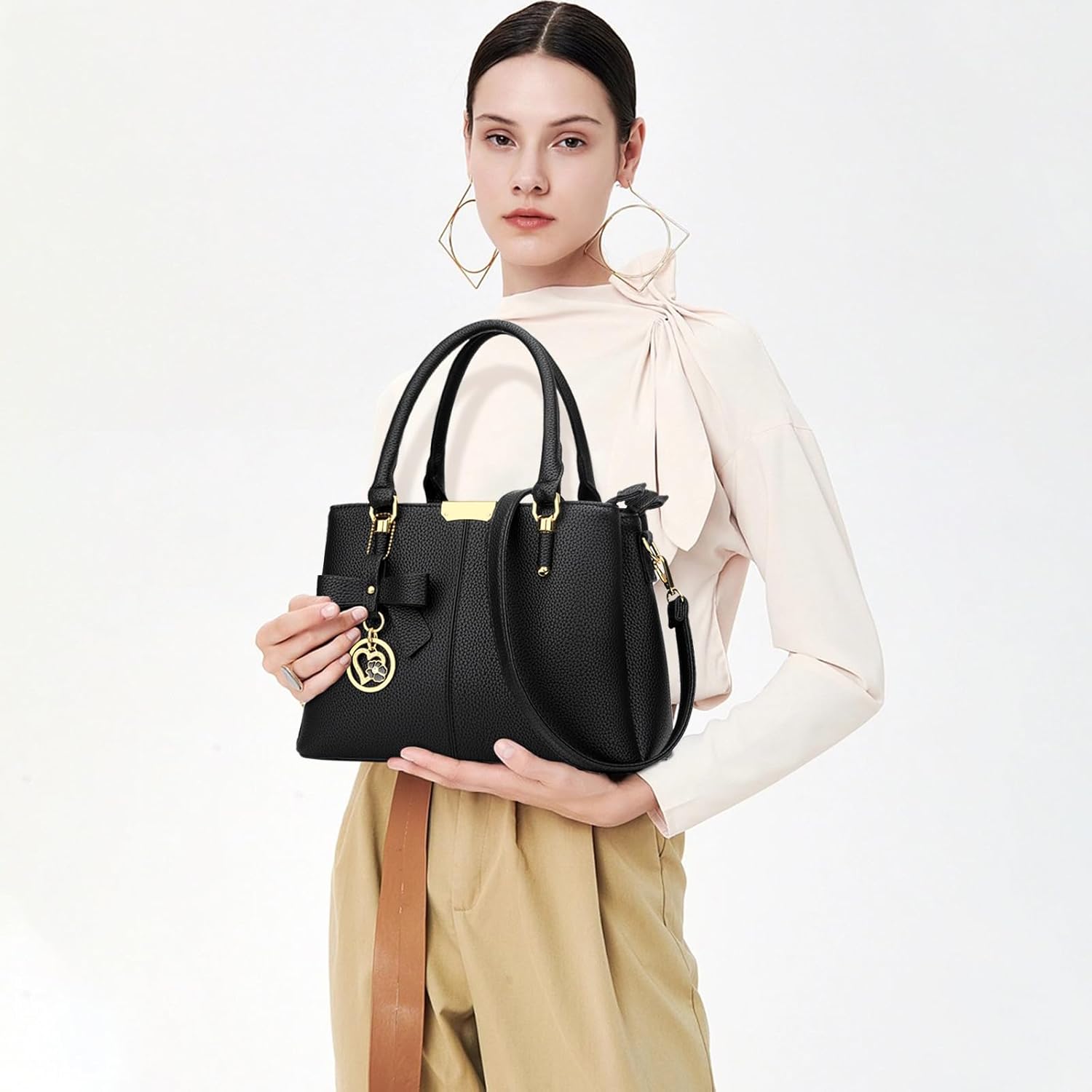 3 Zippered Compartments Purses and Handbags for Women