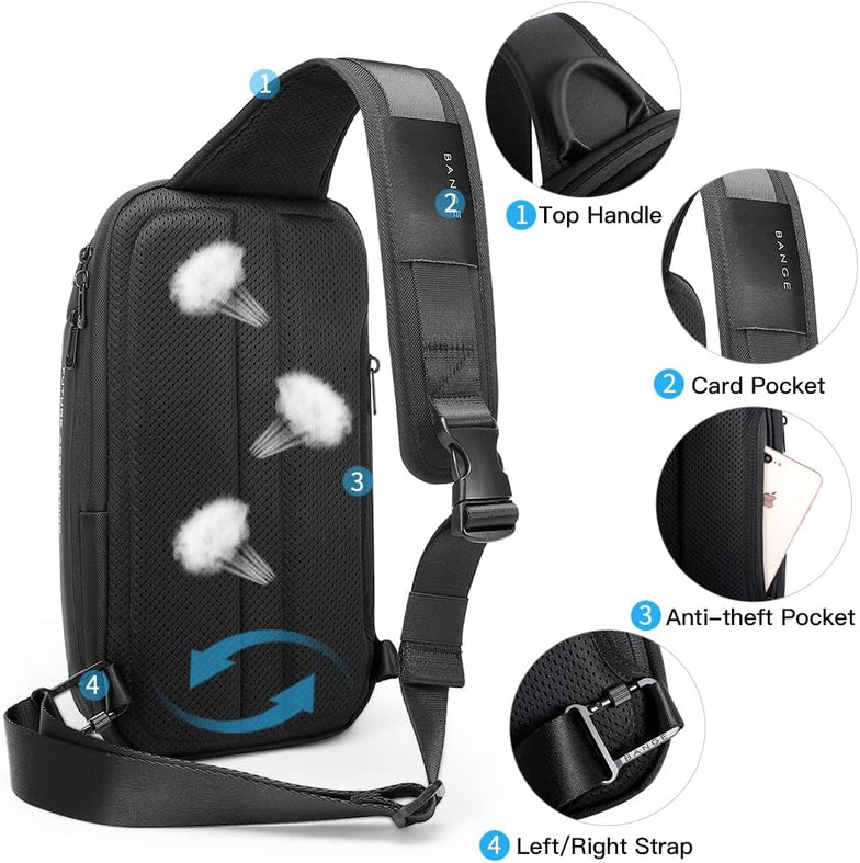 Sling Bag, Waterproof Men's Chest Bag Shoulder Bags Crossbody Sling Backpack