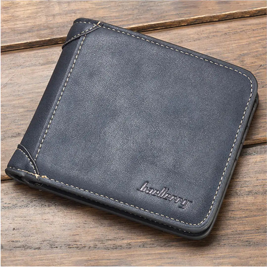 Baellerry Men Foldable Purse Multi Card Slot Retro Wallet Faux Leather Bag Pouch