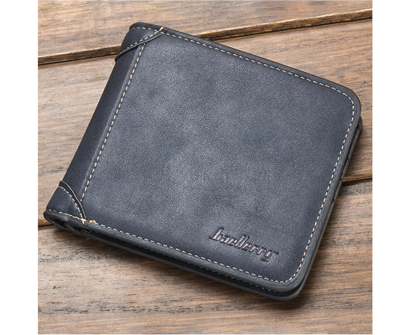 Baellerry Men Foldable Purse Multi Card Slot Retro Wallet Faux Leather Bag Pouch