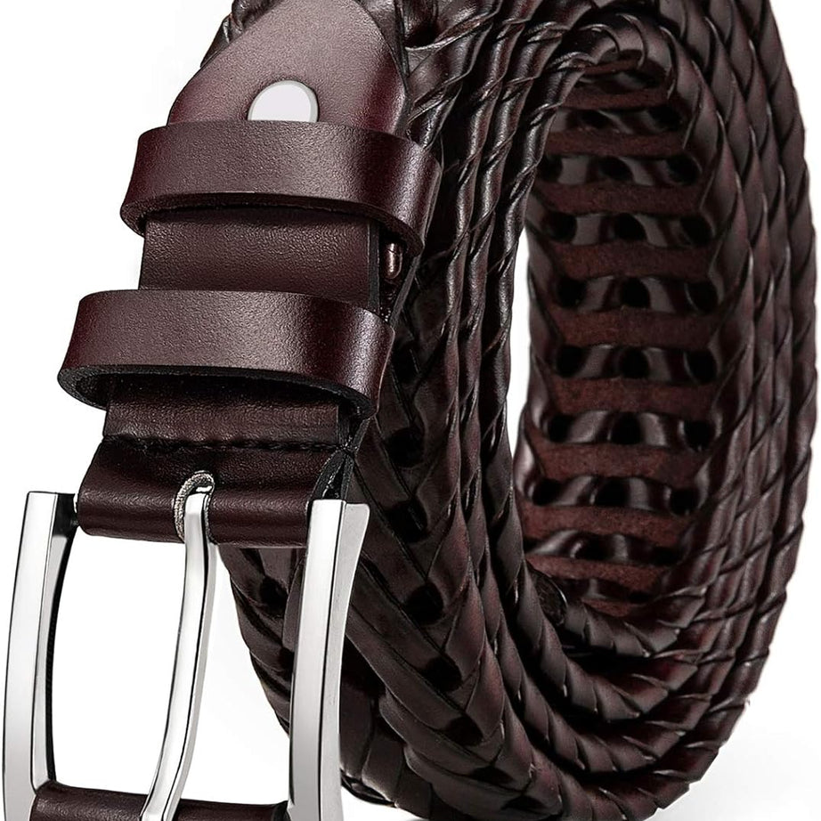 Mens Belts, Leather Woven Braided Belts for Men