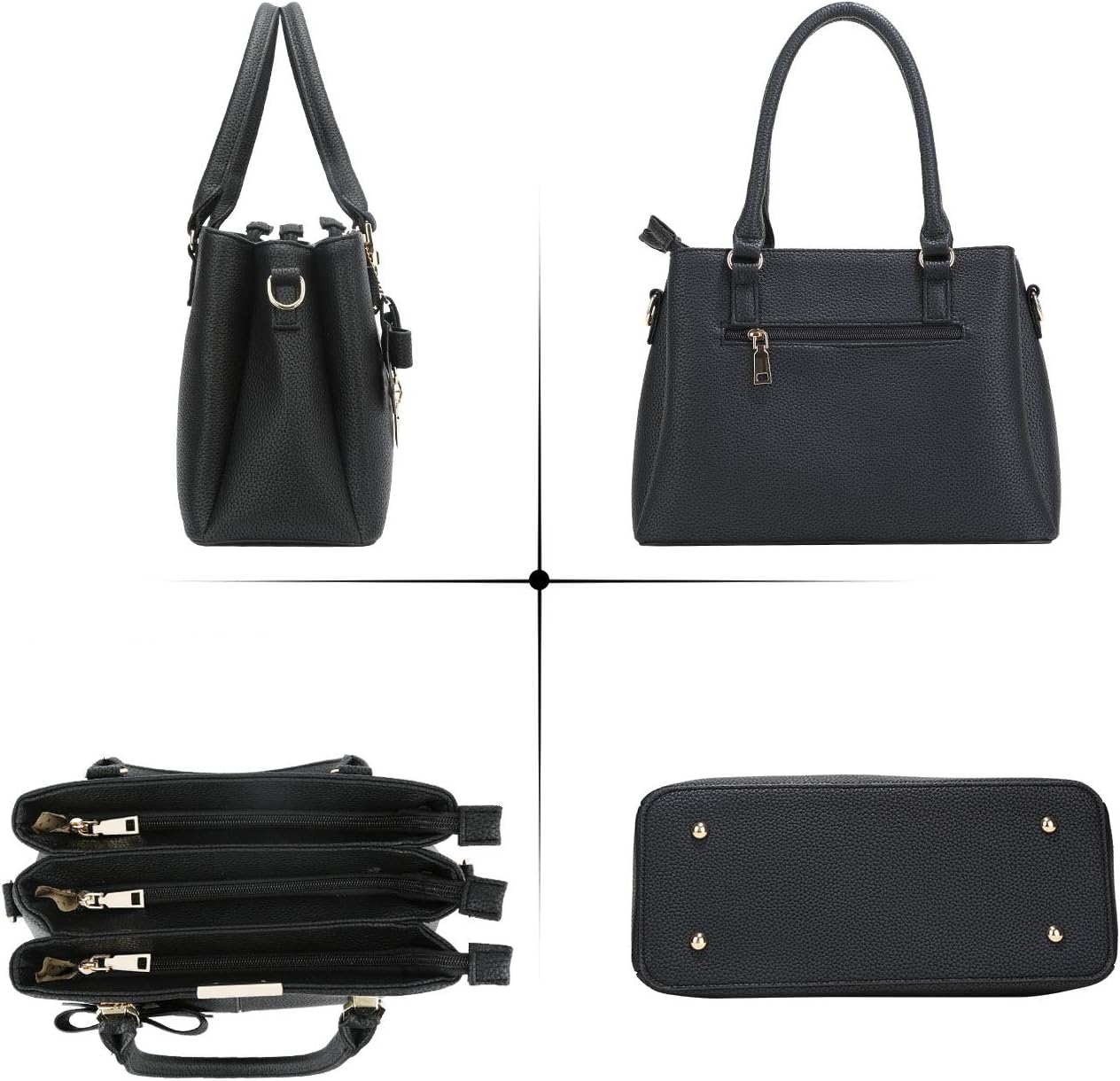 3 Zippered Compartments Purses and Handbags for Women