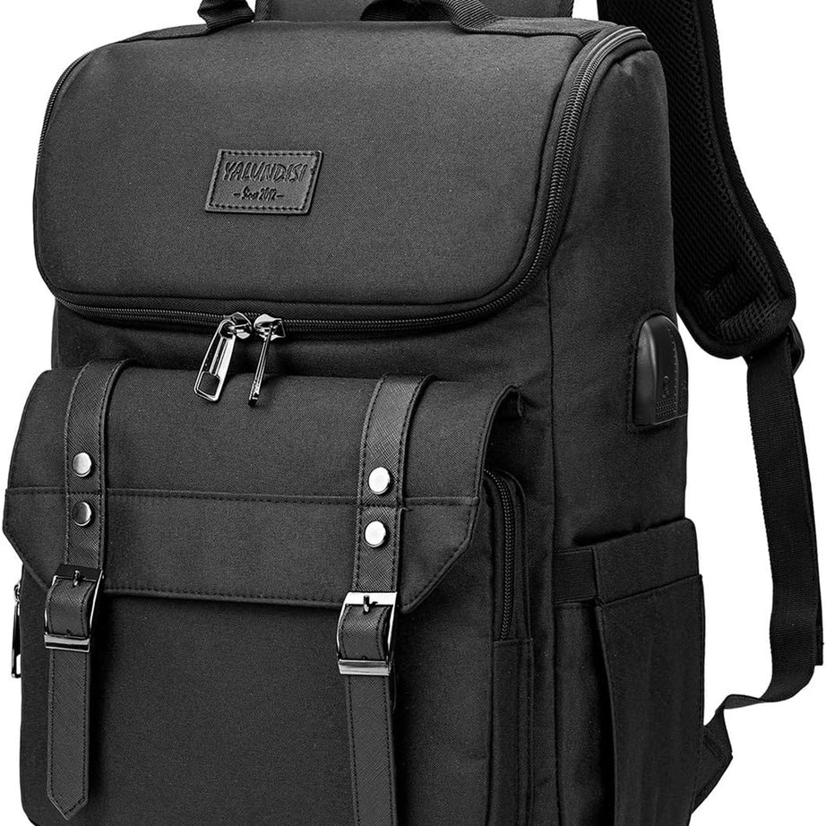 Vintage Travel Laptop Backpack with USB Charging Port