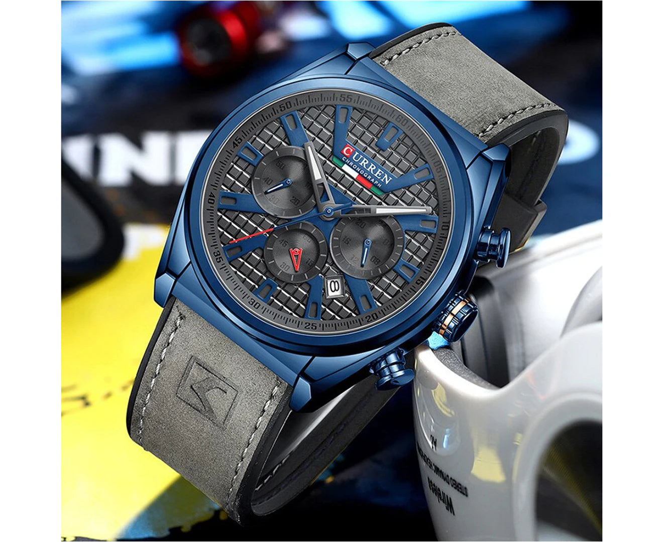CURREN Men'S Watches Fashion Sports Chronograph Dials Watch Men Quartz Leather Waterproof Wristwatches for Male Clock