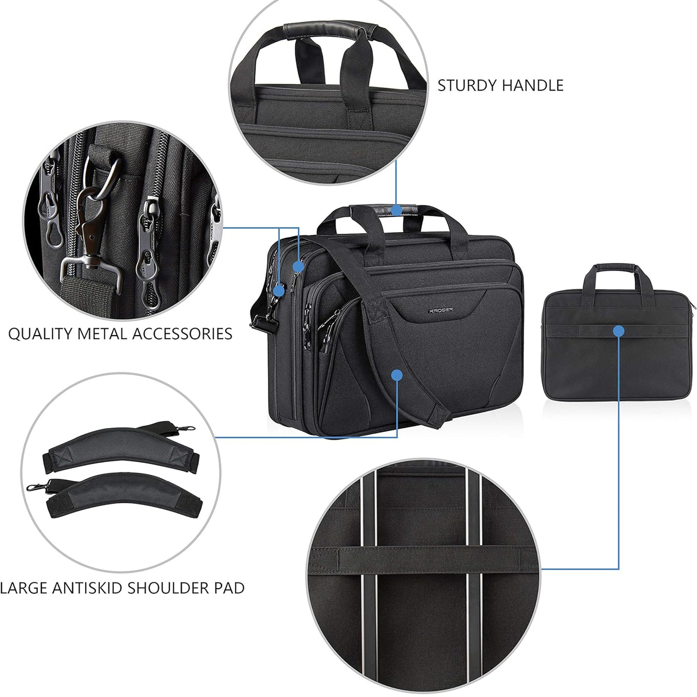 Expandable Laptop Bag for 17.3" Laptops | Water-Repellent Messenger Briefcase