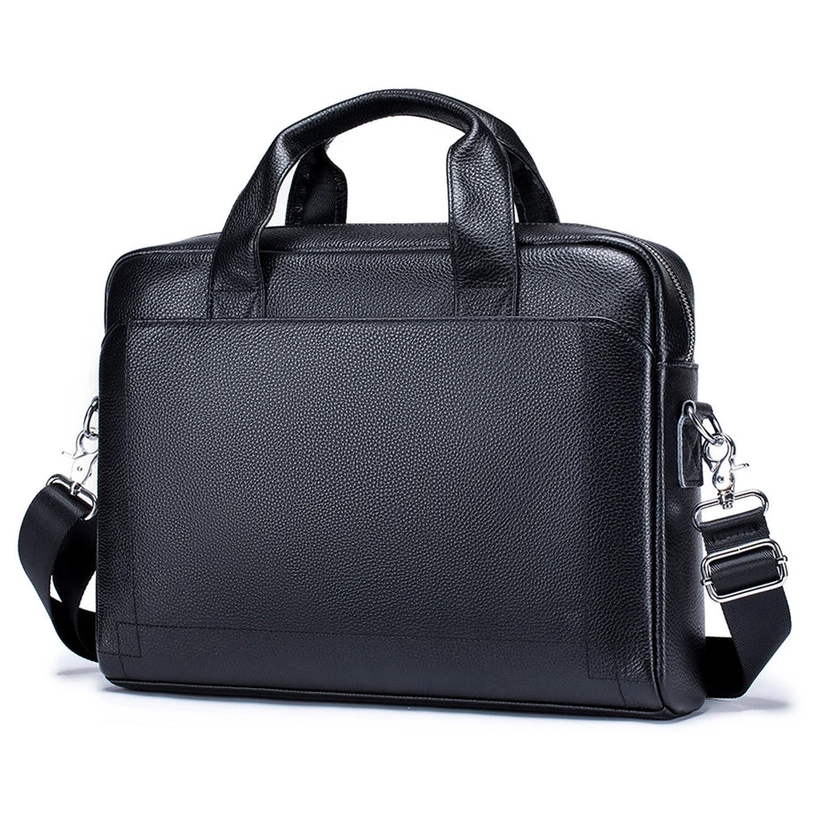 Men'S Leather Handbag, Top Layer Cowhide Briefcase, Leather Laptop Bag, Diagonal Cross Office Bag