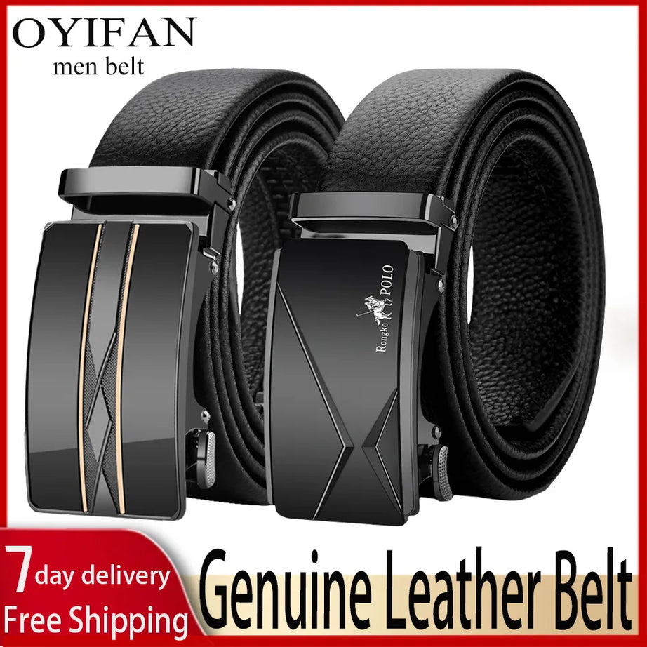 Belt Genuine Leather Men's Automatic Adjustable Business Belt