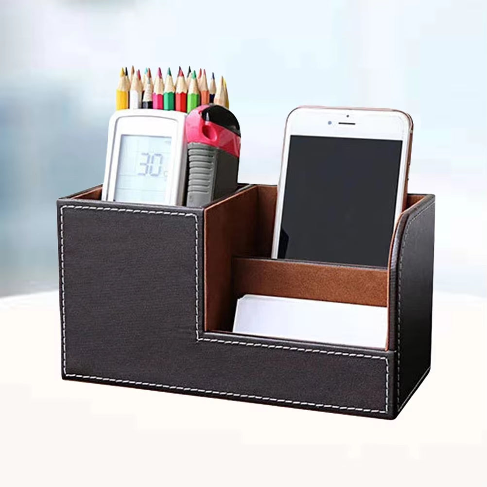 Wooden Home Office Pen Holder Desk Organizer Storage Box