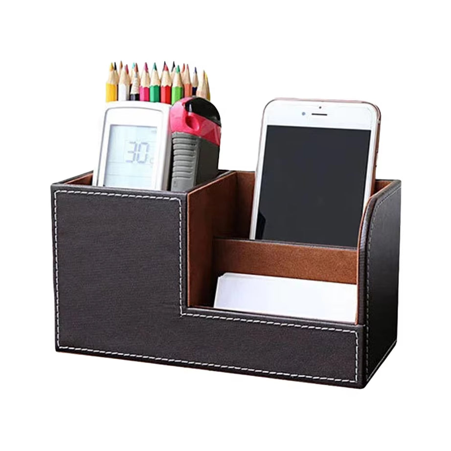 Wooden Home Office Pen Holder Desk Organizer Storage Box