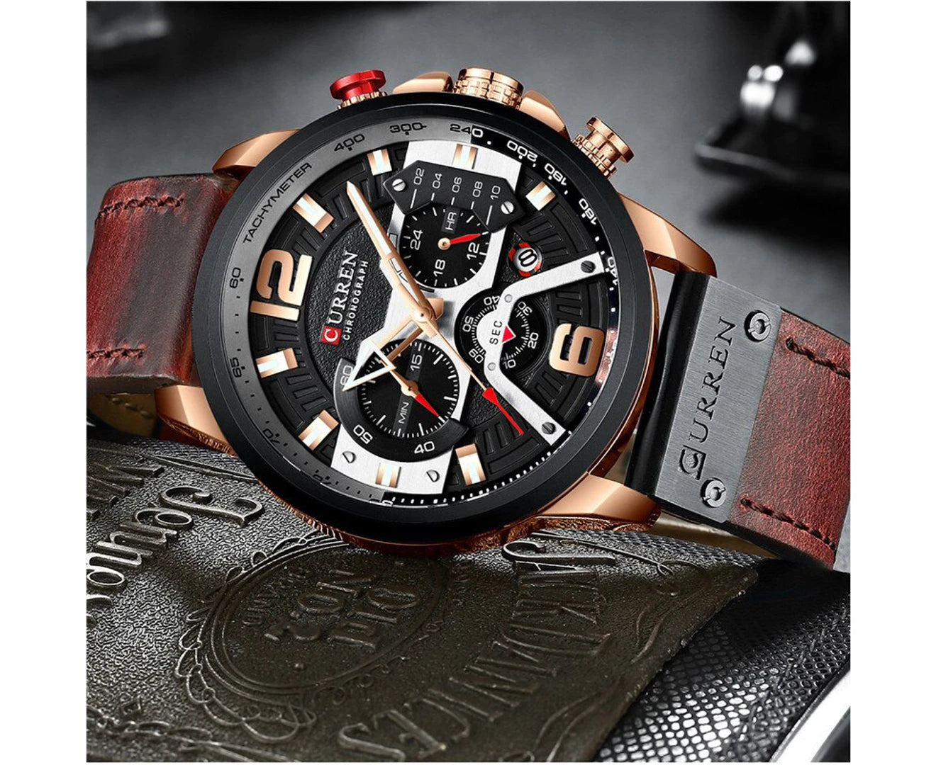 Curren Mens Watches Top Brand Luxury Chronograph Men Watch Leather Luxury Waterproof Sport Watch Men Male Clock Man Wristwatch