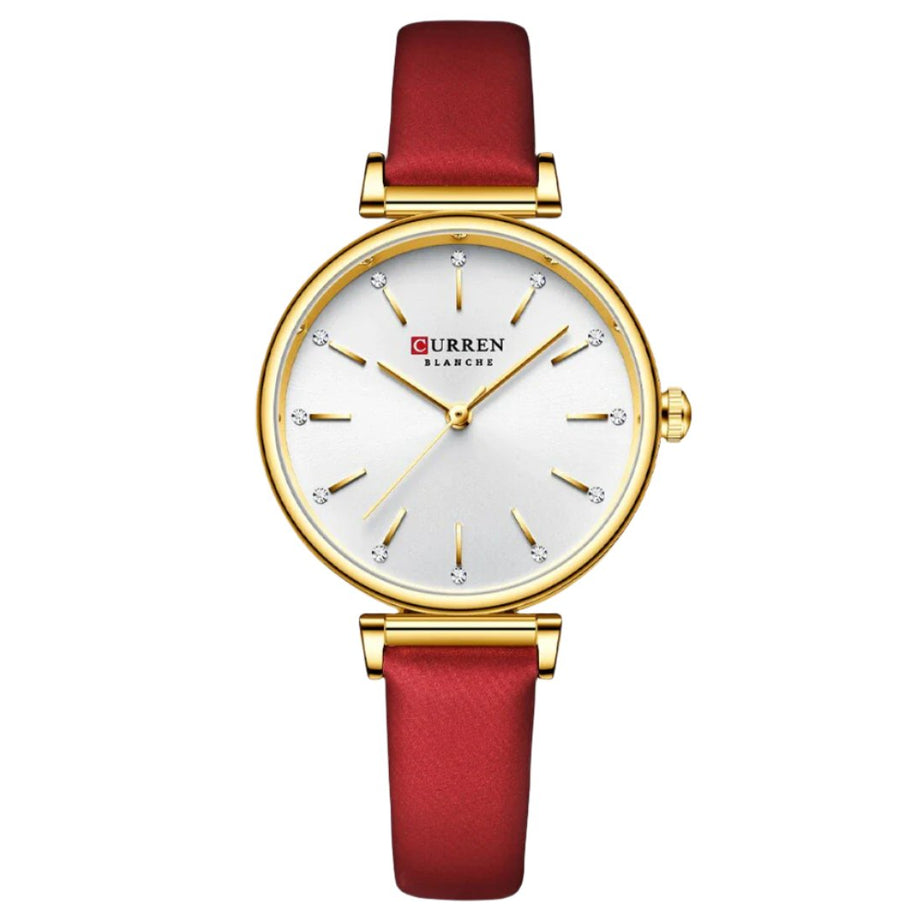 CURREN Female Pearl Dial Quartz Women Watch Gold White Leather Ladies Watch Reloj Mujer Women Day Gift Watches Zegarek Damski