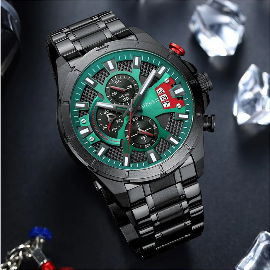 CURREN Watches Men Casual Quartz Chronograph Watch Top Luxury Brand Mens Fashion Luminous Sport Clock Stainless Steel Wristwatch