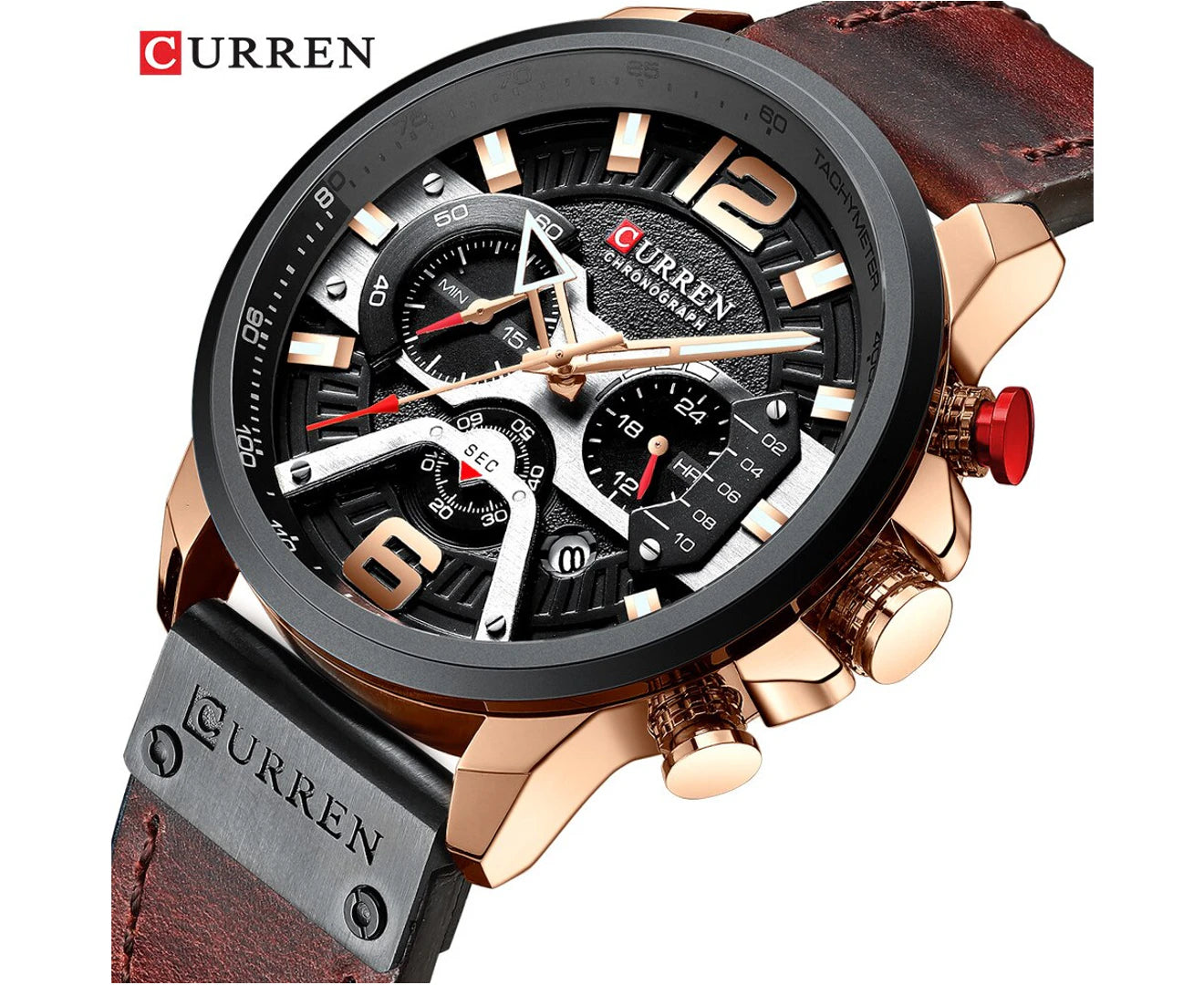 Curren Mens Watches Top Brand Luxury Chronograph Men Watch Leather Luxury Waterproof Sport Watch Men Male Clock Man Wristwatch