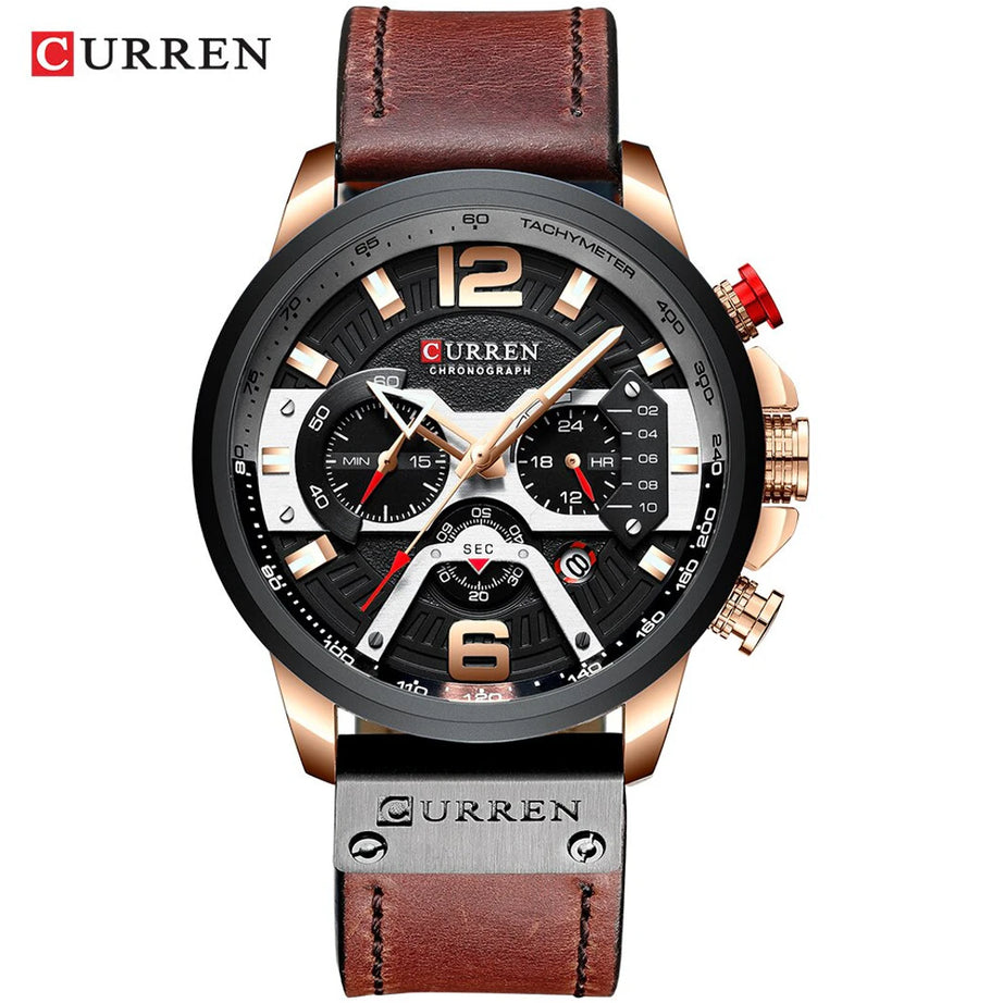 Curren Mens Watches Top Brand Luxury Chronograph Men Watch Leather Luxury Waterproof Sport Watch Men Male Clock Man Wristwatch