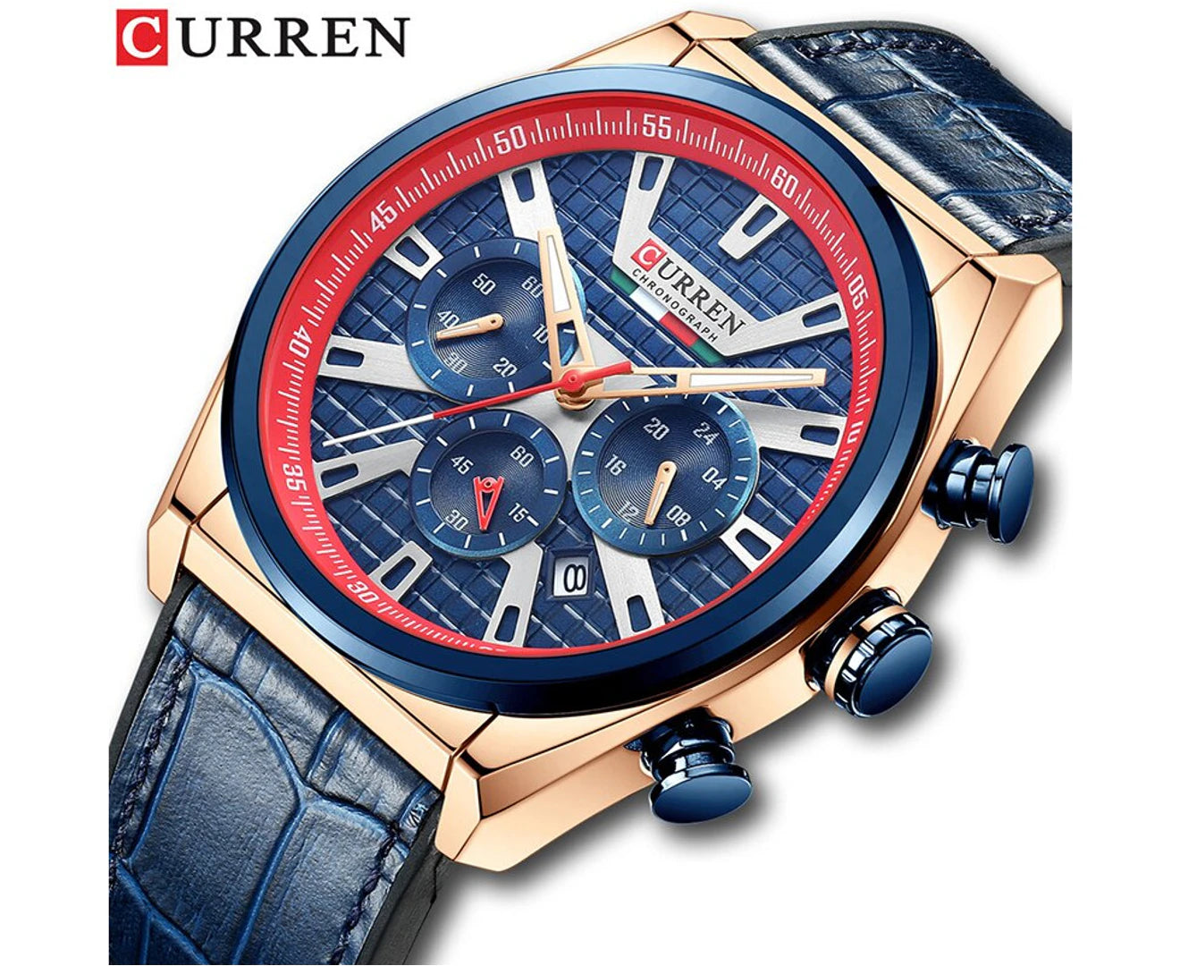 CURREN Men'S Watches Fashion Sports Chronograph Dials Watch Men Quartz Leather Waterproof Wristwatches for Male Clock