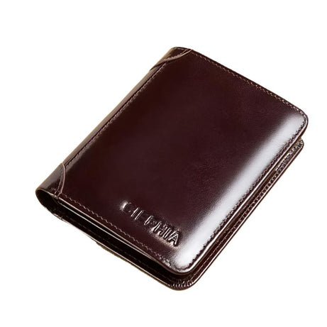 Genuine Leather Rfid Protection Wallets for Men Vintage Thin Short Multi Function ID Credit Card Holder Money Bag