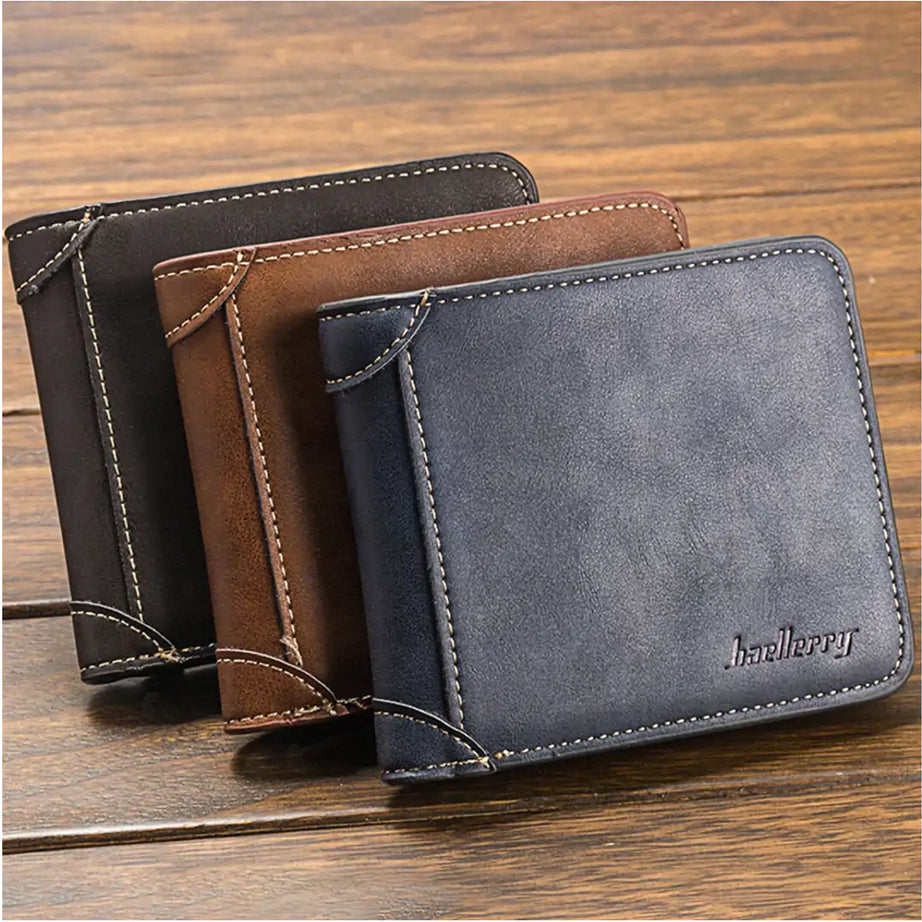 Baellerry Men Foldable Purse Multi Card Slot Retro Wallet Faux Leather Bag Pouch