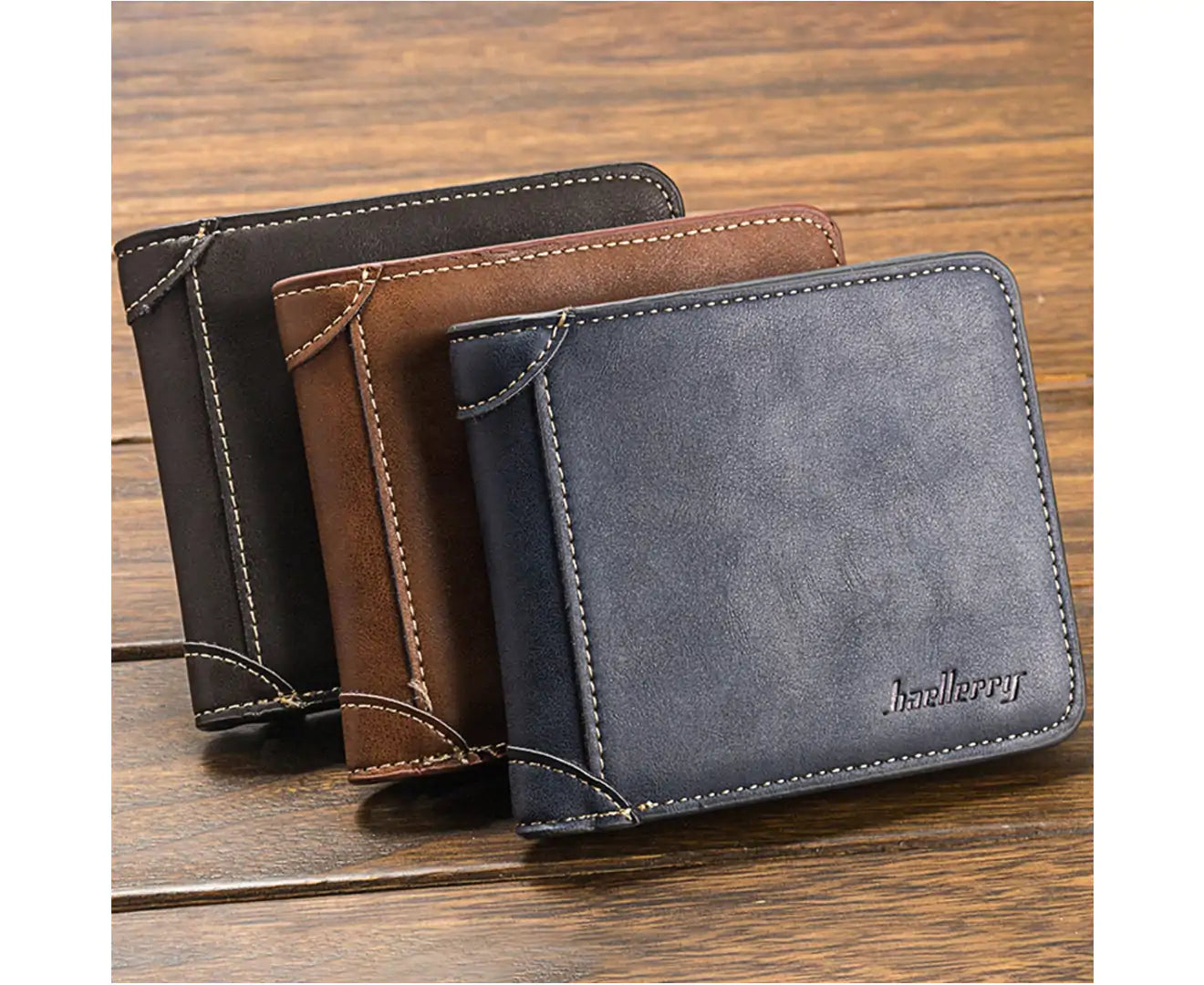Baellerry Men Foldable Purse Multi Card Slot Retro Wallet Faux Leather Bag Pouch