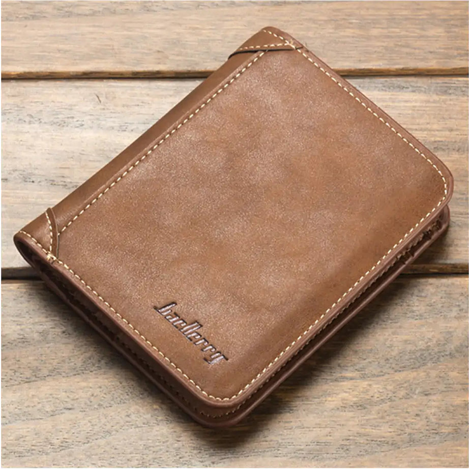 Baellerry Men Foldable Purse Multi Card Slot Retro Wallet Faux Leather Bag Pouch