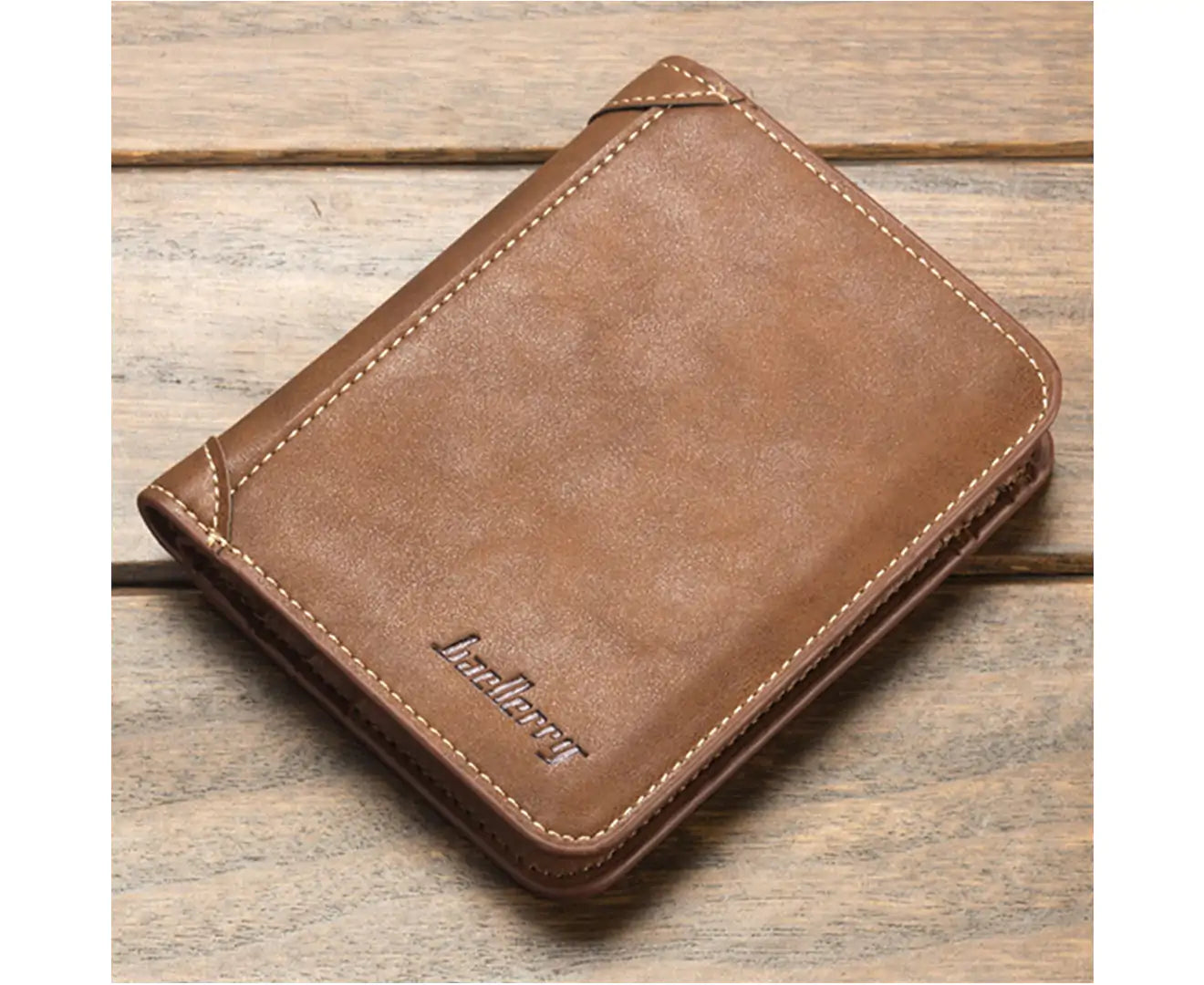 Baellerry Men Foldable Purse Multi Card Slot Retro Wallet Faux Leather Bag Pouch