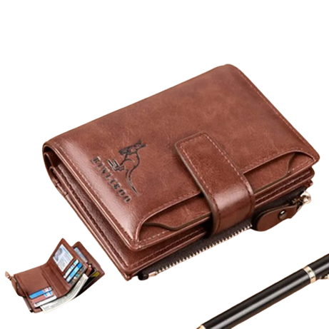 Men's RFID Leather Wallet Zipper Card Holder Billfold