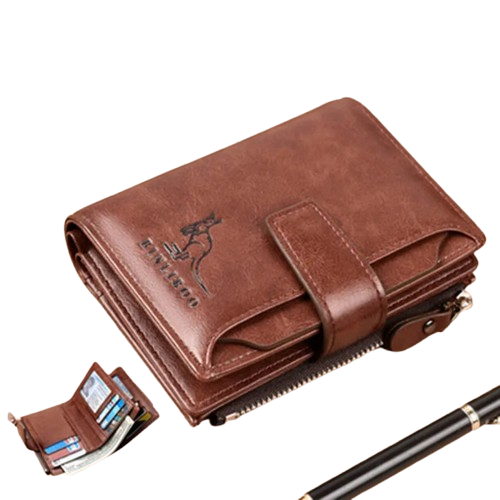 Men's RFID Leather Wallet Zipper Card Holder Billfold