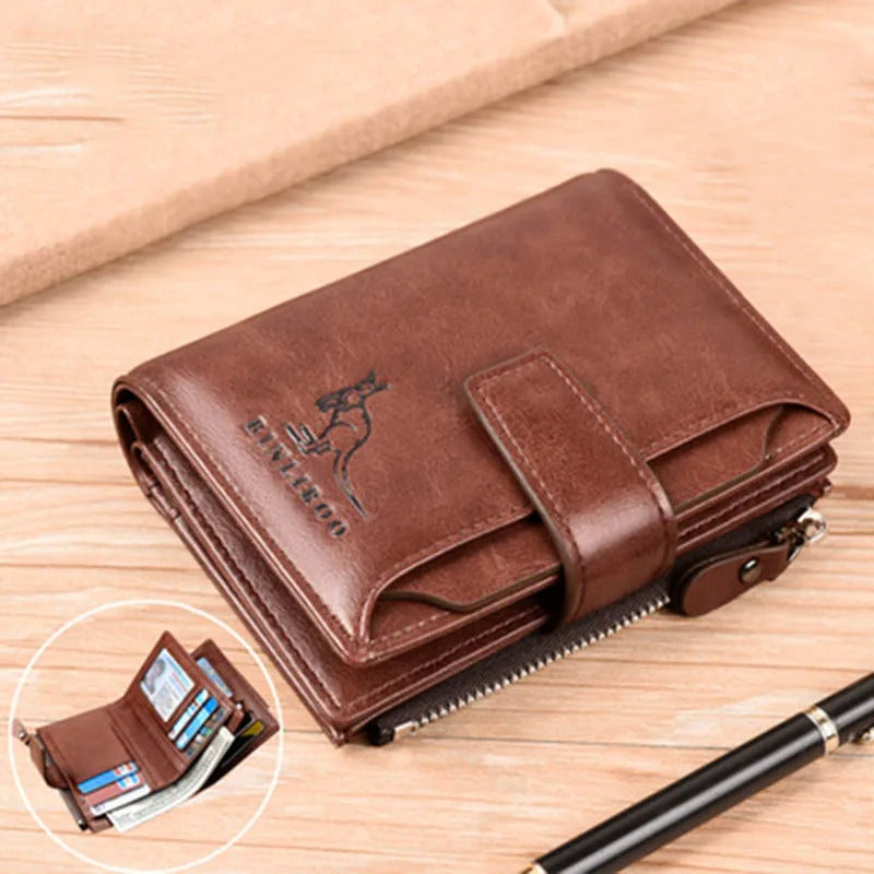 Men's RFID Leather Wallet Zipper Card Holder Billfold