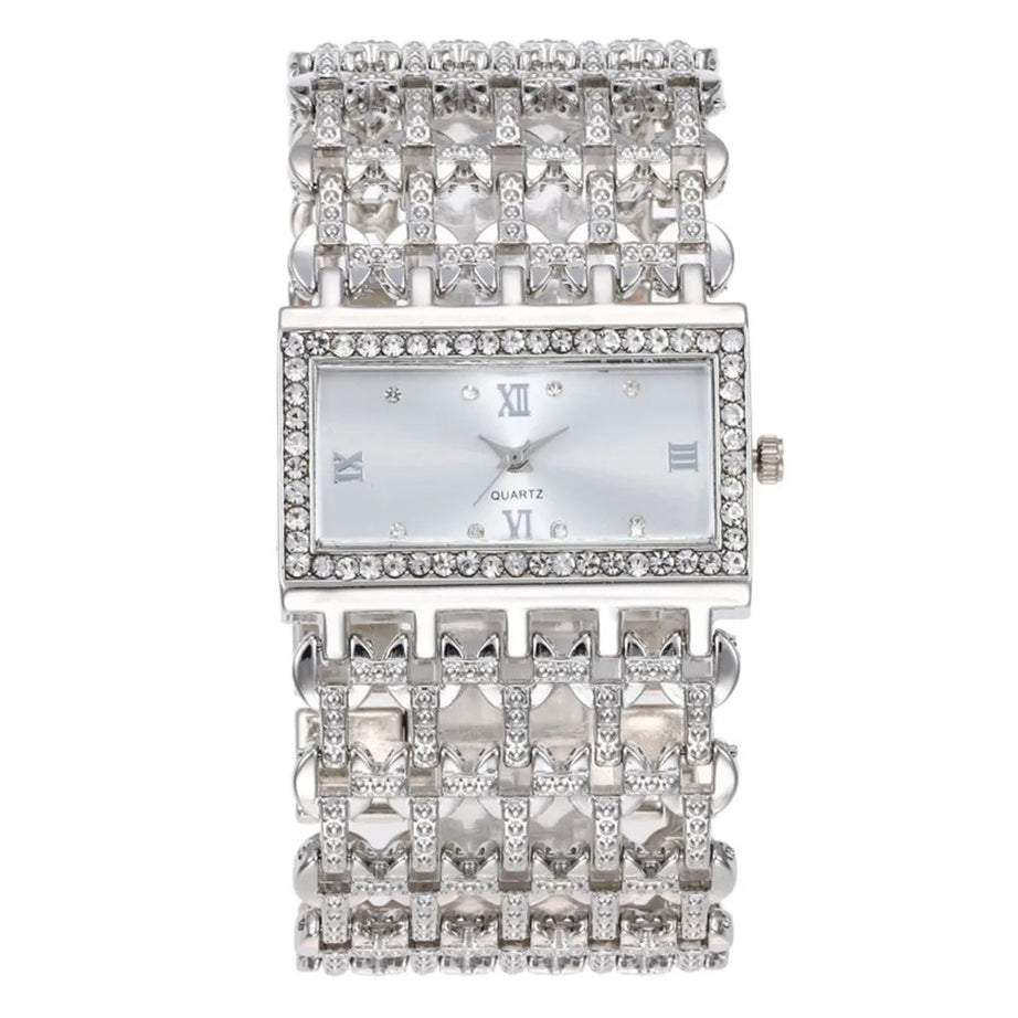 Luxury Women's Diamond Quartz Watch – Elegant Square Dial