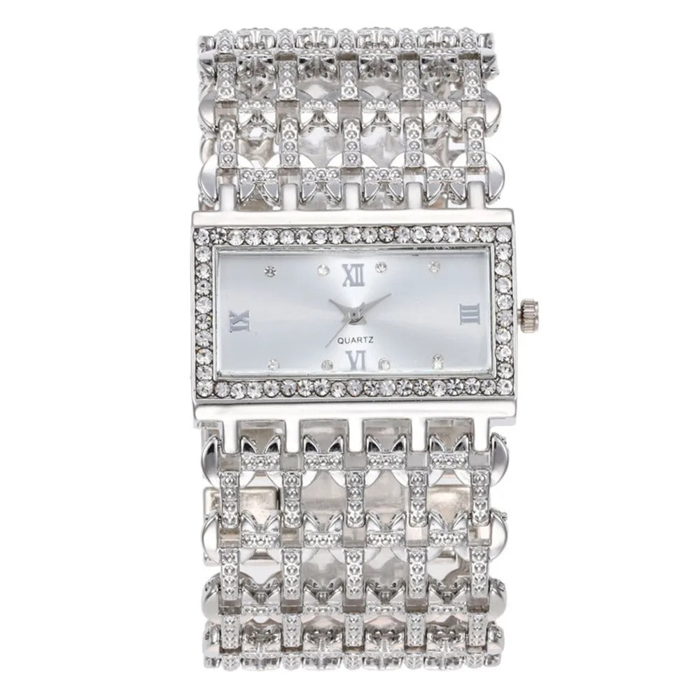 Luxury Women's Diamond Quartz Watch – Elegant Square Dial