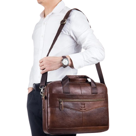 Men's Leather Laptop Bag – 14" Briefcase Messenger