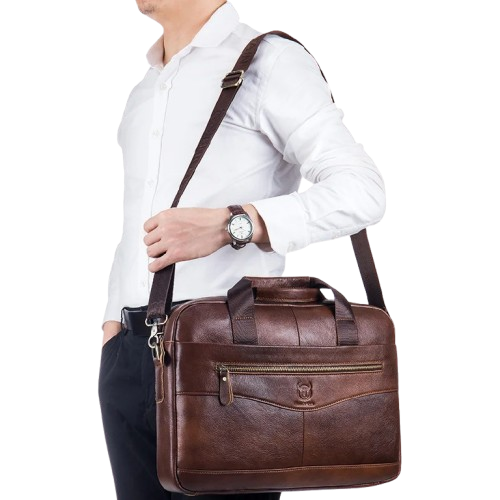 Men's Leather Laptop Bag – 14" Briefcase Messenger