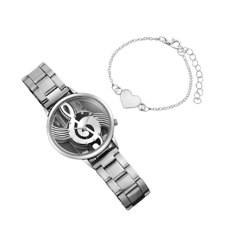 2PCS Women's Watch Set - Musical Note Dial & Bracelet