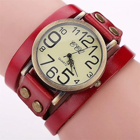 Vintage Arabic Dial Unisex Quartz Watch with Leather Band