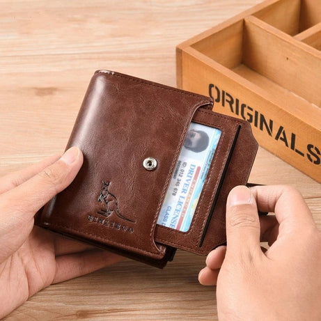 Men's RFID Leather Wallet Zipper Card Holder Billfold