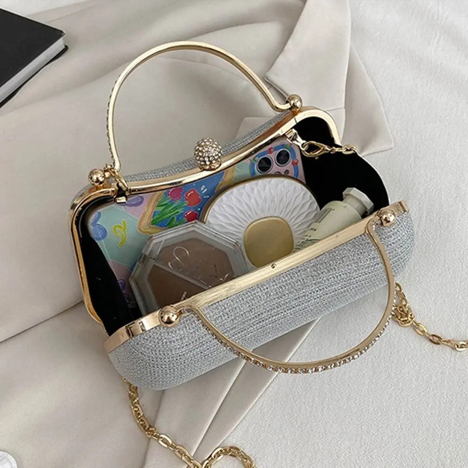 Elegant Rhinestone Egg Clutch Evening Bridal Shoulder Bag