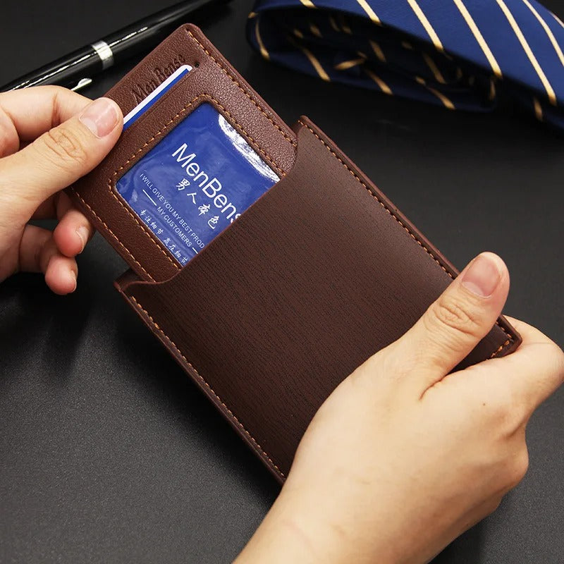 Men's PU Leather Wallet Slim Card Holder Bifold Purse