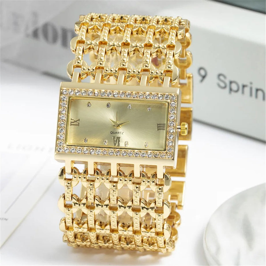 Luxury Women's Diamond Quartz Watch – Elegant Square Dial