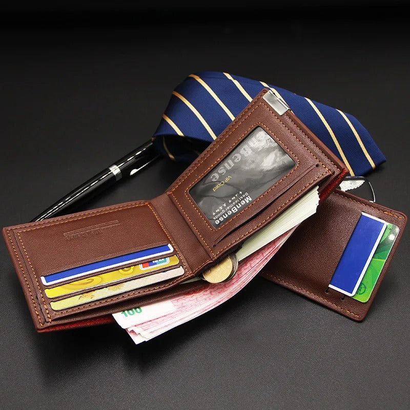 Men's PU Leather Wallet Slim Card Holder Bifold Purse