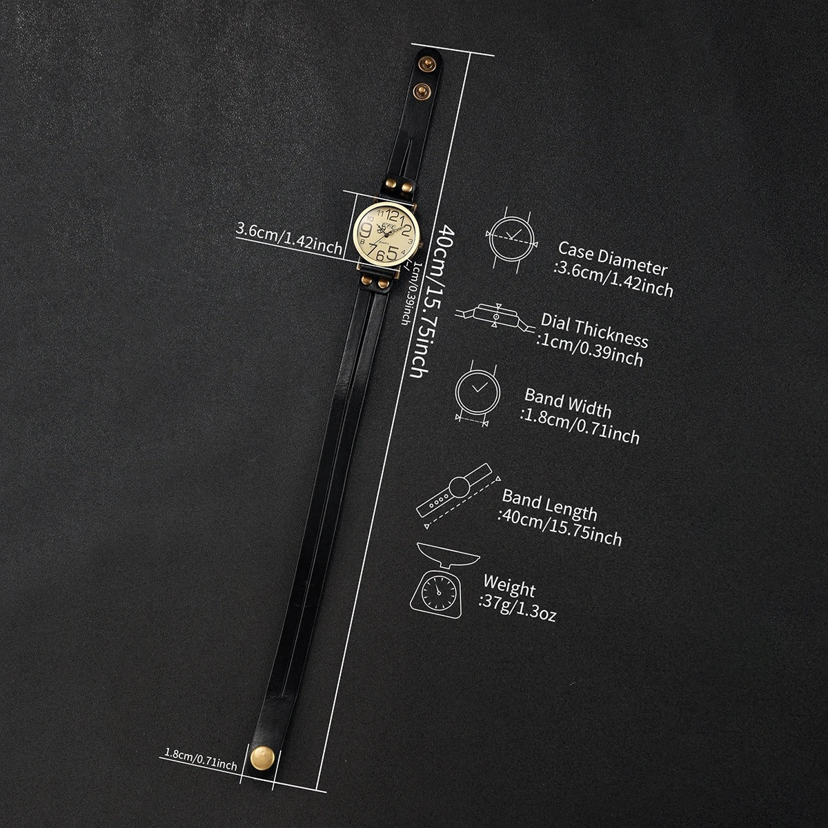 Vintage Arabic Dial Unisex Quartz Watch with Leather Band