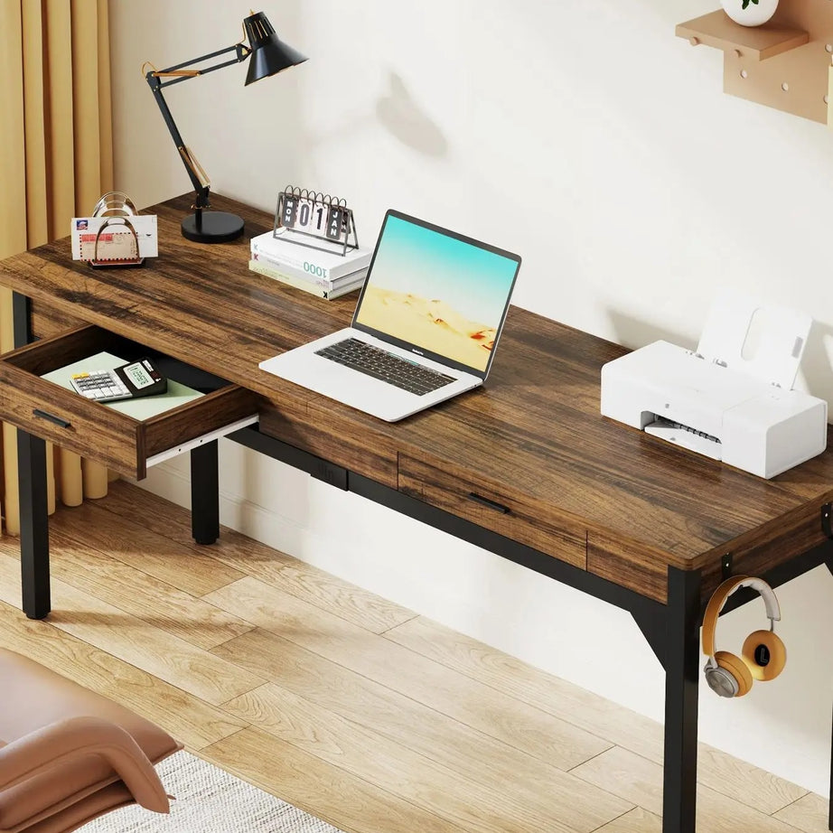 78.7" Extra Long Double Desk with 2 Drawers