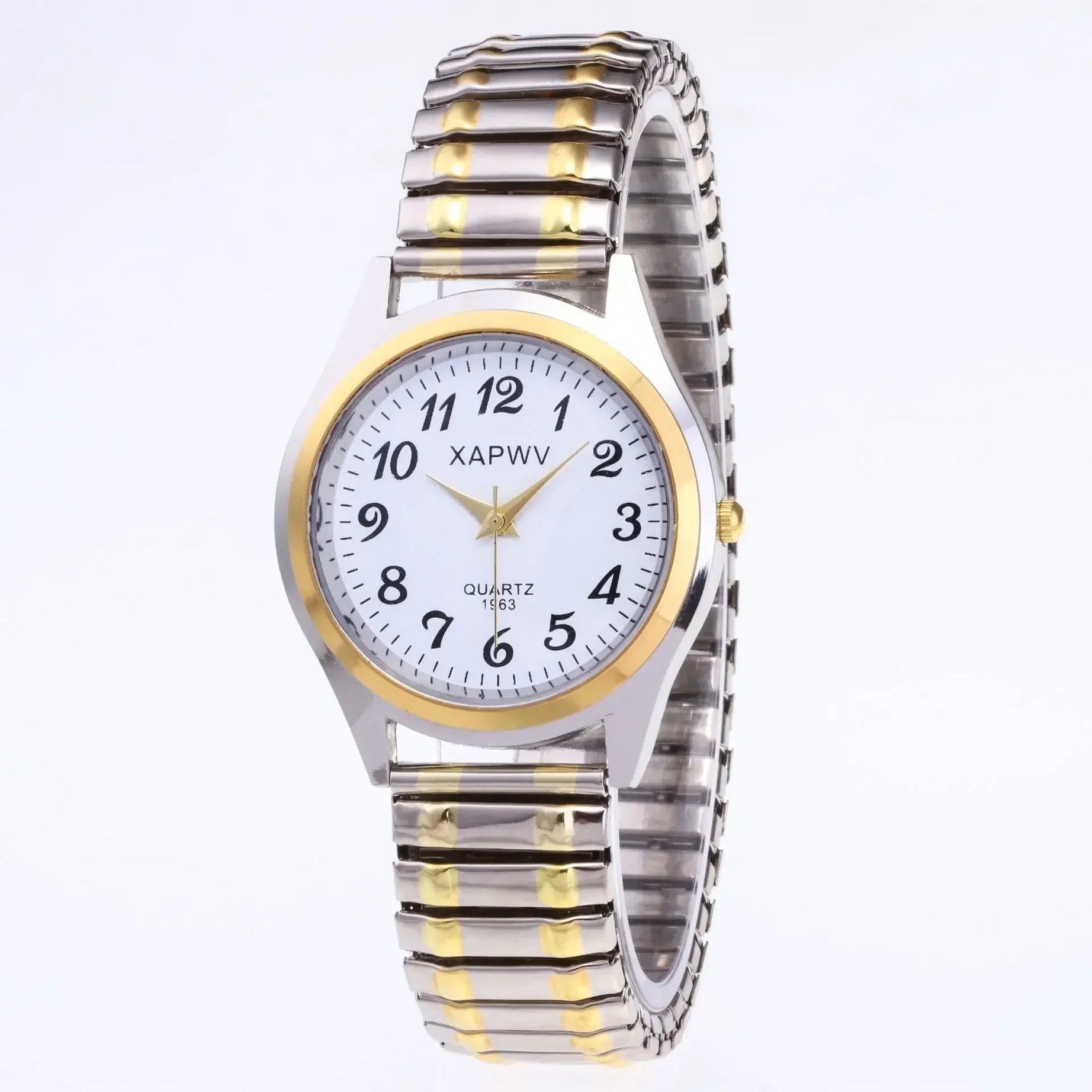 Couple Quartz Watch with Steel Elastic Band Gift Set