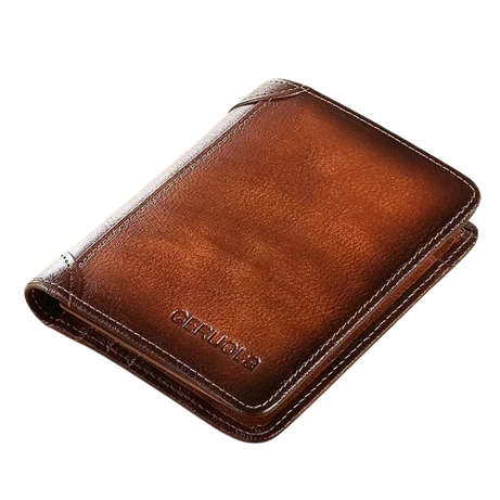 Men's RFID Leather Trifold Wallet – Slim Vintage Purse