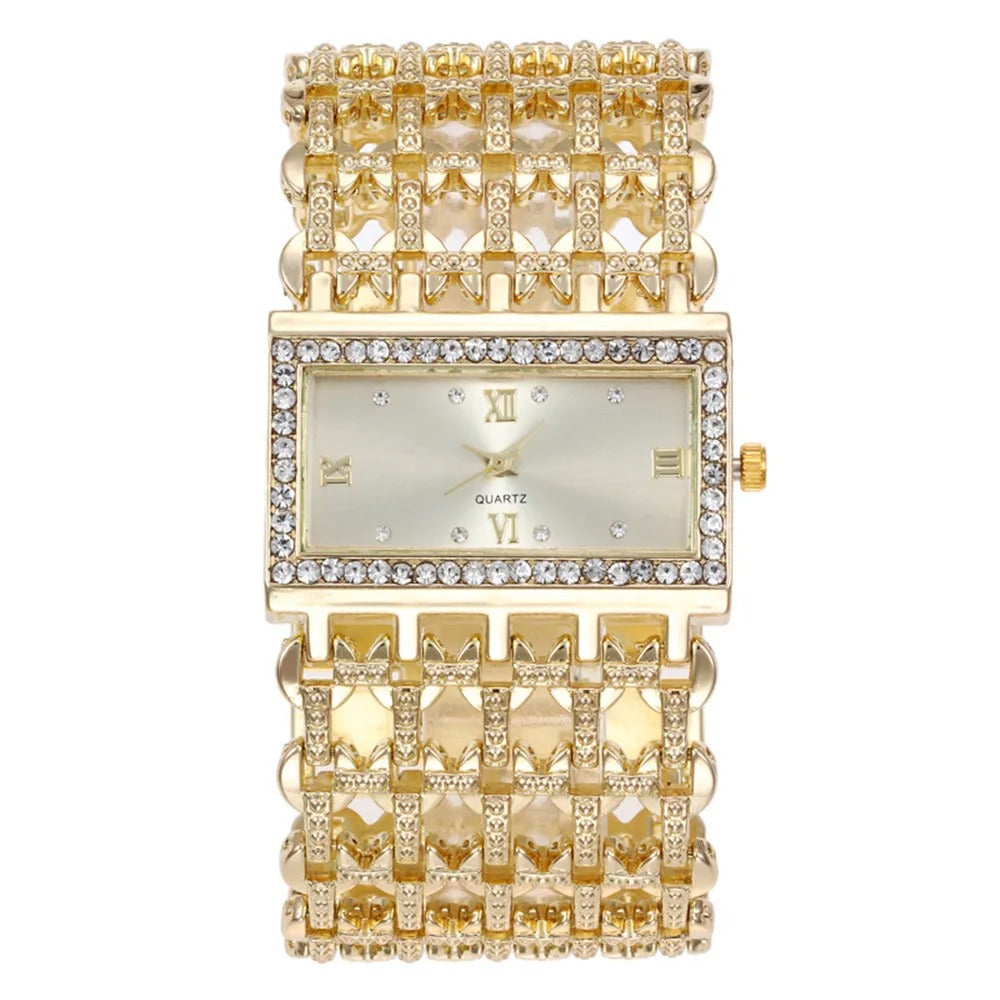 Luxury Women's Diamond Quartz Watch – Elegant Square Dial
